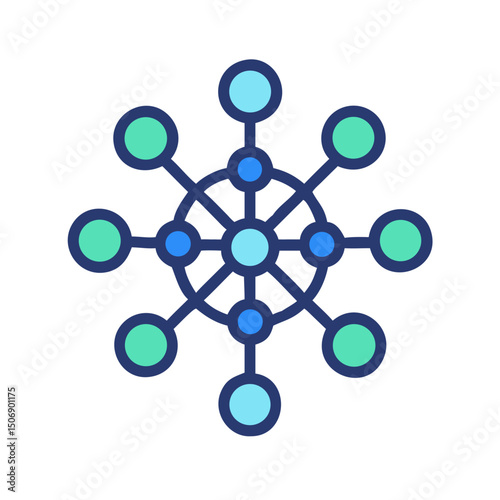 Abstract network connectivity hub with data nodes concept image