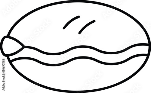 Mini Salmon Patty Seafood Snack Drawing Line Art Vector Illustration