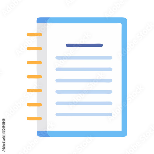 Flat illustration of a notebook with spiral binding