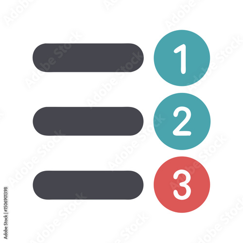 Numbered steps graphic in flat design with black backdrop