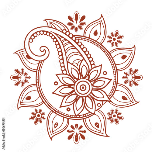  Mehndi style. Mandala Line Illustration.