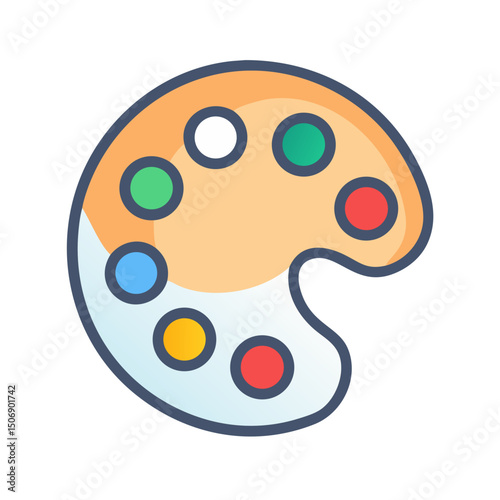Vibrant artist palette illustration with colorful paints and flat design
