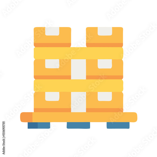 Stacked Boxes on Pallet in Flat Style Illustration
