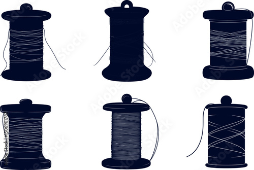 Thread spools isolated on white background for sewing and needlework