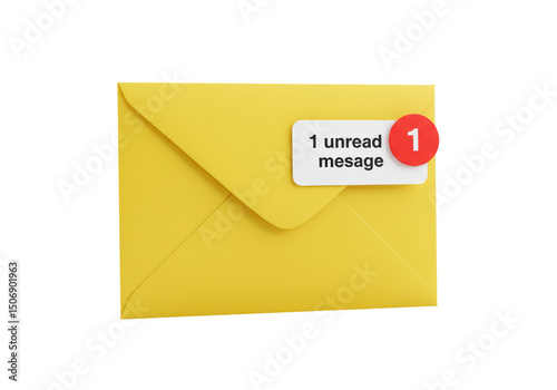 Isolated Yellow Envelope with Unread Message Notification