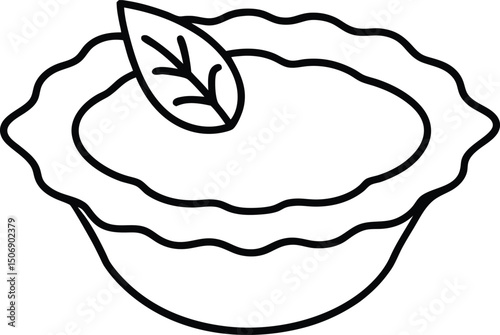 Mini Spinach Quiche Egg Veggie Bite Sketch Line Art Vector Illustration