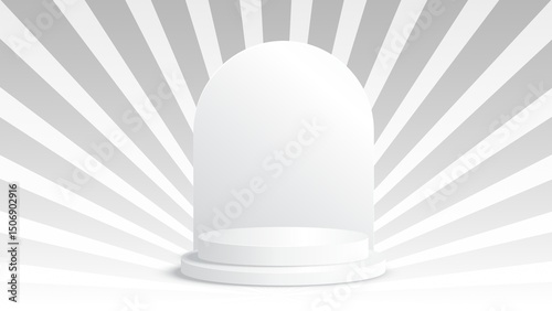 Modern White Product Display Podium with Arch Background
