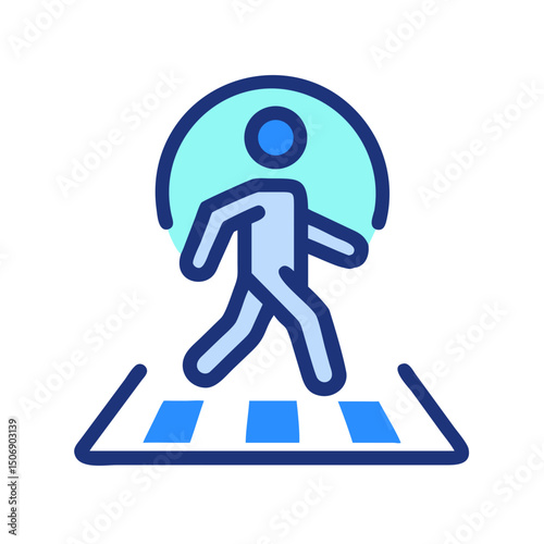 Icon graphic of a person walking on crosswalk