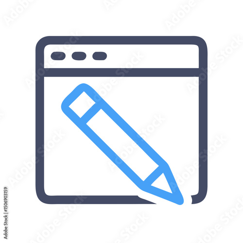 Web page with pencil icon for editing content
