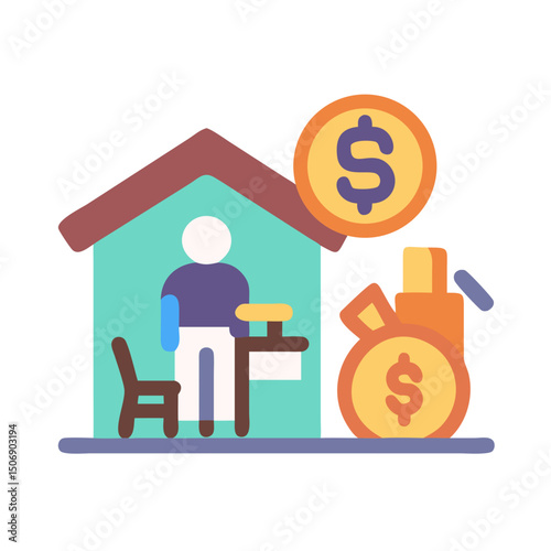 Home office money management illustration concept finance savings