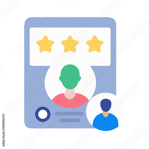 Customer review flat vector icon with user ratings