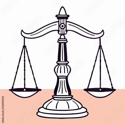 Scales of Justice Illustration: Law, Balance, Equality
