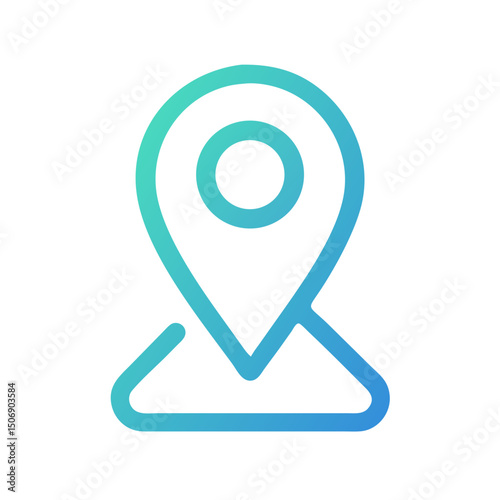 Teal gradient map pin icon on a White Background