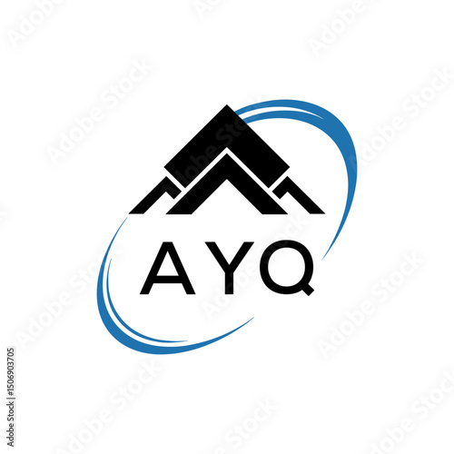 AYQ Real Estate Logo with Stylized Roof and Dynamic Swirl – Vector Icon. AYQ Letter Logo.
