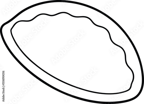 Mozzarella Flatbread Cheesy Baked Dish Drawing Line Art Vector Illustration