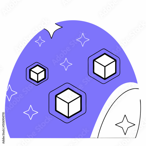 Colorful abstract design featuring geometric shapes and stars, creating whimsical and playful atmosphere