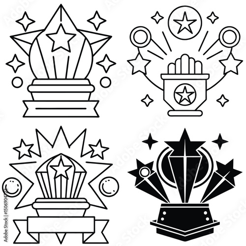 Rewards points outline icons vector illustration isolated on white background.