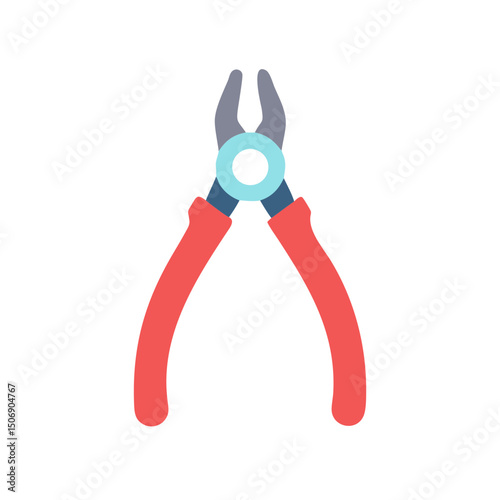 Flat design illustration of wire cutters tool on White Background