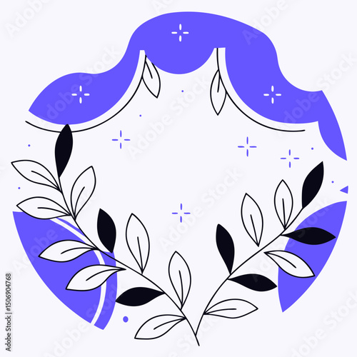 vibrant abstract design featuring soft pastel colors and elegant leaves, creating calming atmosphere