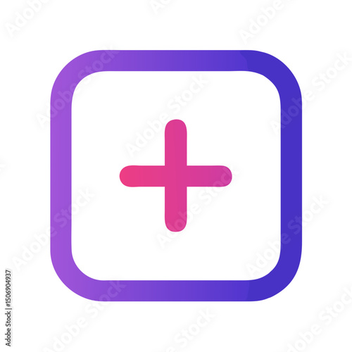 Gradient plus sign inside rounded square on White Background