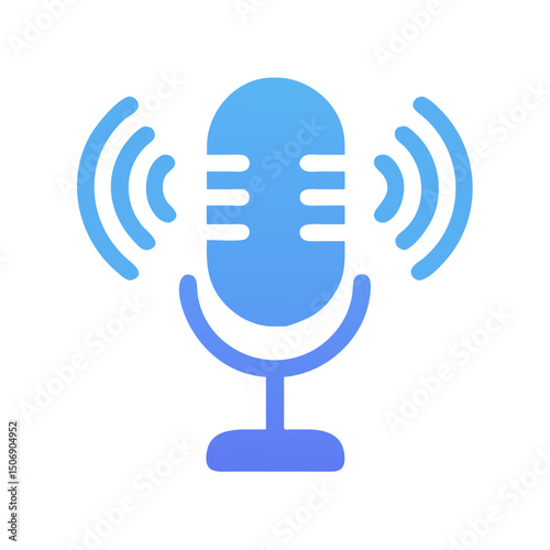 Blue gradient microphone icon against a White Background image