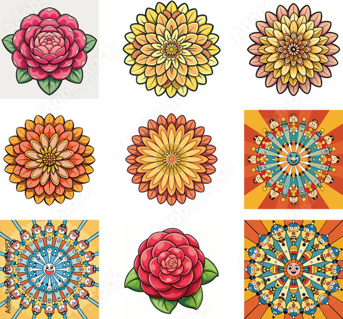 set of vector flower, set of flowers