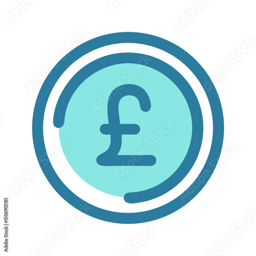 Stylized pound coin icon against White Background illustration
