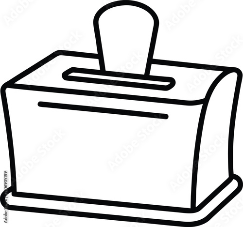 Paper Napkin Dispenser Tabletop Accessory Drawing Line Art Vector Illustration