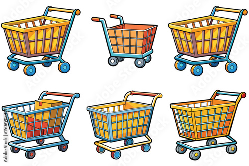 Shopping cart vector illustration isolated on white background.