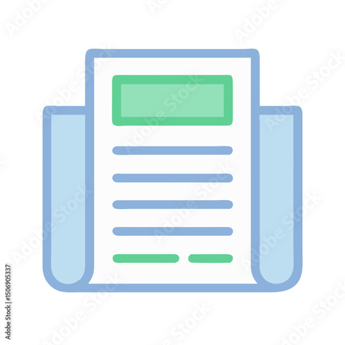 Stylized document with rounded edges on a White Background