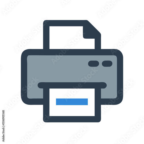 Simple printer icon on White Background, digital document production