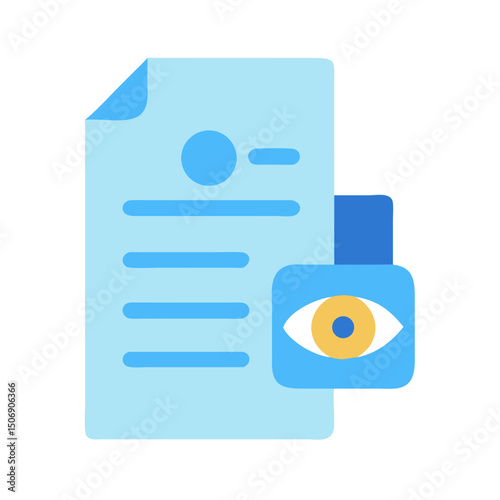 Document security and privacy icon with eye on White