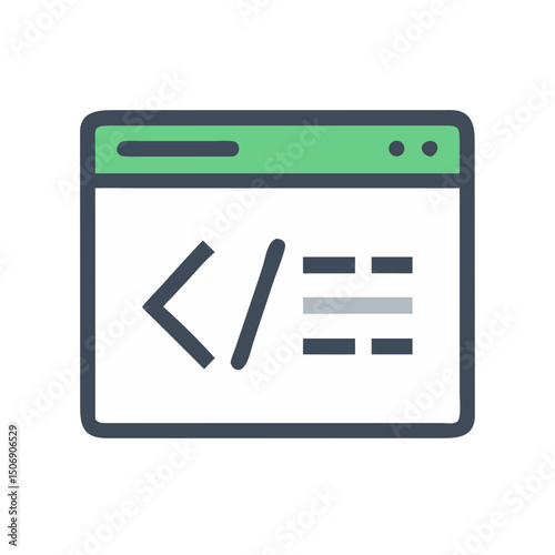 Coding window showing program symbols for app development concept