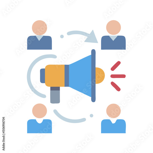 Communication and marketing via a loudspeaker to team members