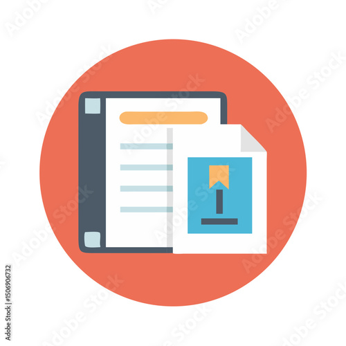 Business document and file management icon flat design