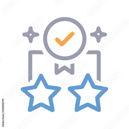 Achievement icon showcasing success with stars on White Background