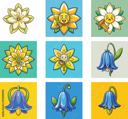 set of vector icons, set of flower iconsv