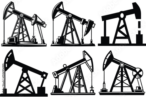 Oil pump silhouette vector illustration isolated on white background.
