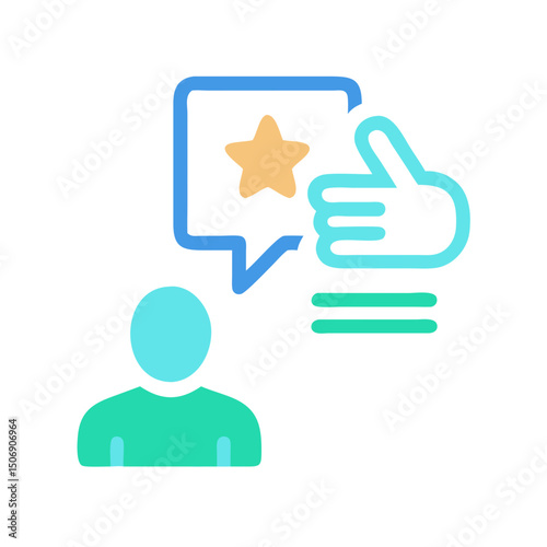 Customer feedback with speech bubble and thumbs up illustration