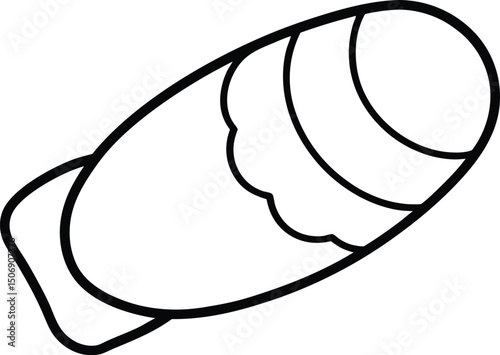 Salmon Sushi Roll Vector Line Art for Japanese Cuisine, Menu Icons, and Branding