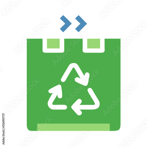Green recycle bin symbol on White Background, graphic design