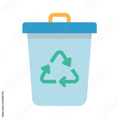 Flat Design Icon: Recycle Bin with Symbol Illustration
