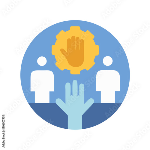 Teamwork collaboration in flat design style showing productivity concepts