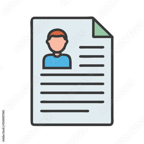 Resume or curriculum vitae graphic, person profile inside document