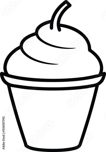 Shaved Ice Cup Vector Line Art for Summer Festival Menus, Snack Bars, and Posters