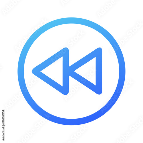 Blue rewind button icon inside circle against White Background