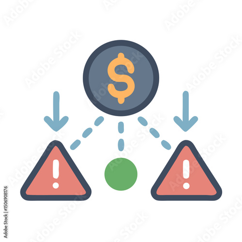 Financial risk and investment diagram with dollar coin