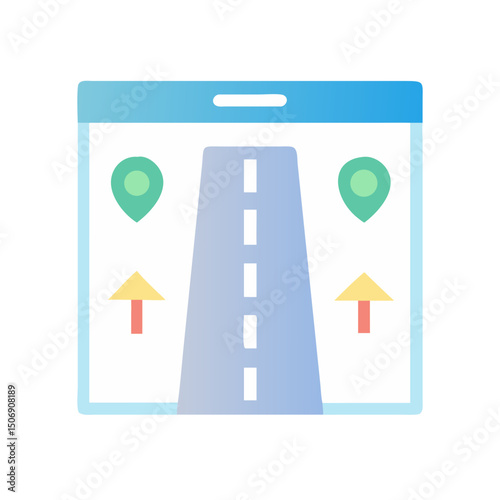 Stylized map interface showing road and destination markers
