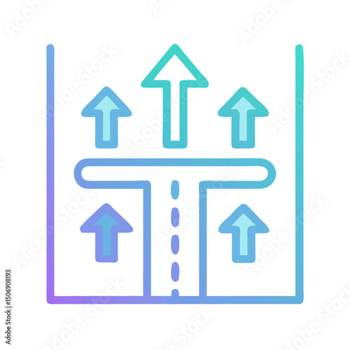Road forks with arrows facing up in direction concept