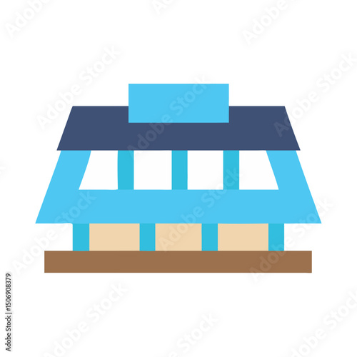 Minimalist style light blue building structure with geometric design
